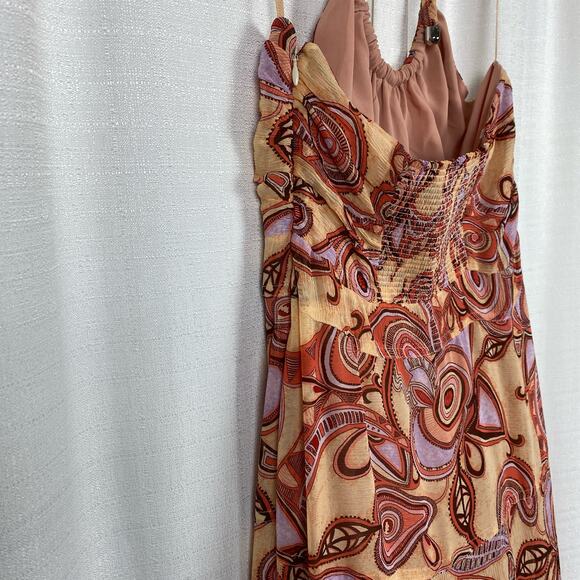 A.L.C. Nude Peach Multi Silk Amina Handkerchief Hem Midi Dress Sz.8 NWT - Picture 13 of 16